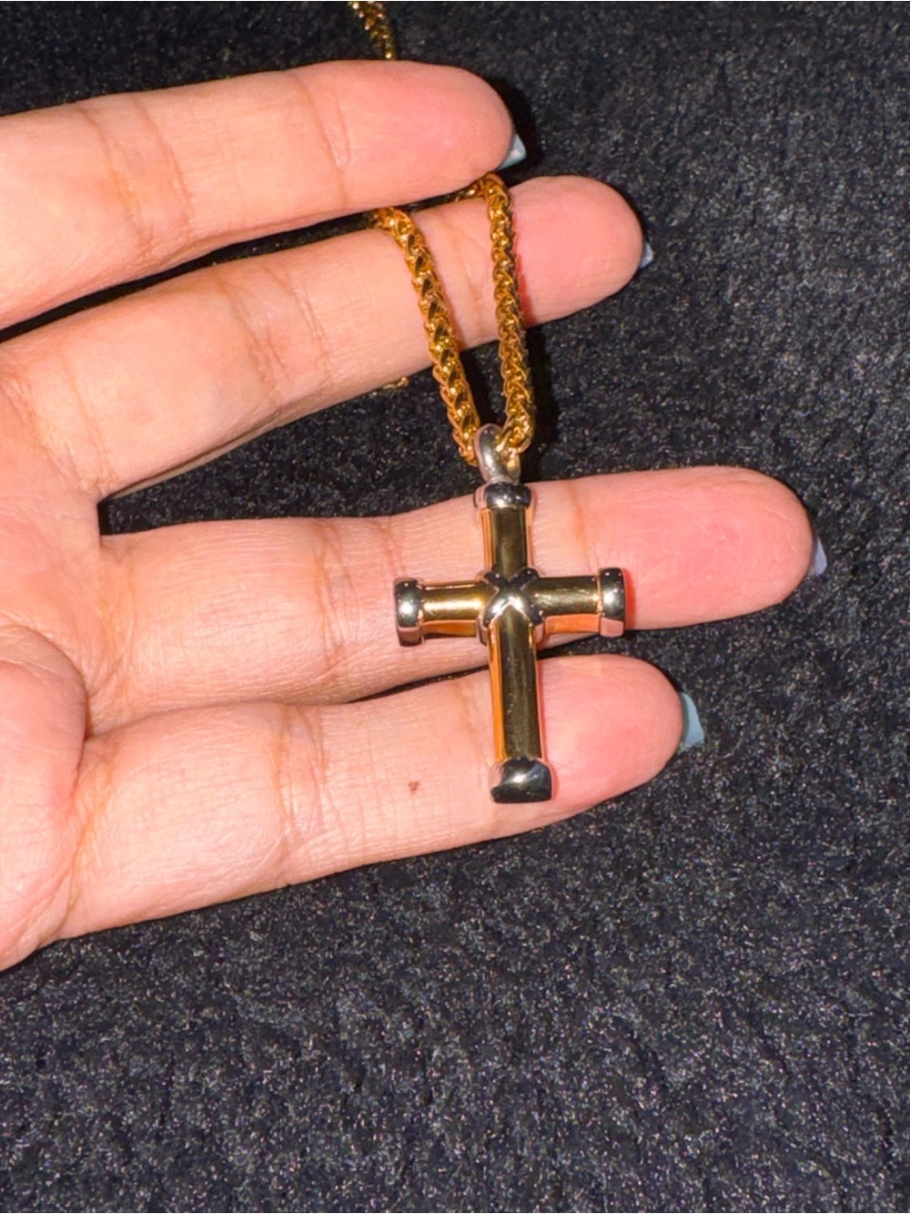 14k yellow Gold Vermeil Cross Urn Necklace, Keepsake Ash Holder Jewelry, Cross - Picture 5 of 5